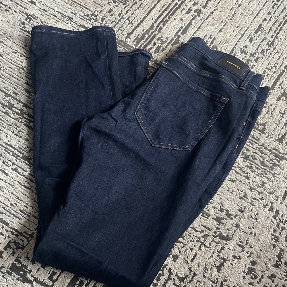 Express Dark Blue Flare & Wide Leg Jeans